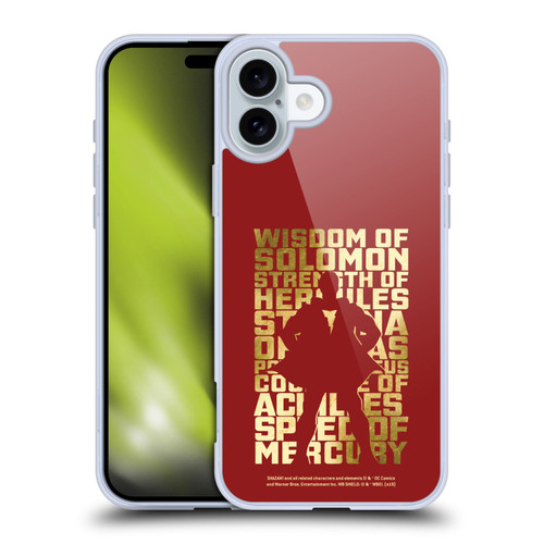 Shazam! 2019 Movie Character Art Typography Soft Gel Case for Apple iPhone 16 Plus