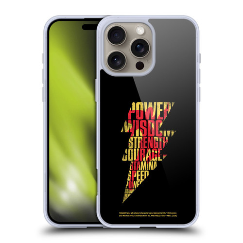 Shazam! 2019 Movie Logos Distressed Look Lightning Soft Gel Case for Apple iPhone 16 Pro Max