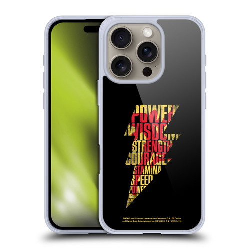 Shazam! 2019 Movie Logos Distressed Look Lightning Soft Gel Case for Apple iPhone 16 Pro