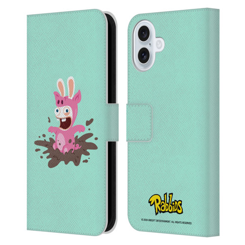 Rabbids Costumes Pig Leather Book Wallet Case Cover For Apple iPhone 16 Plus
