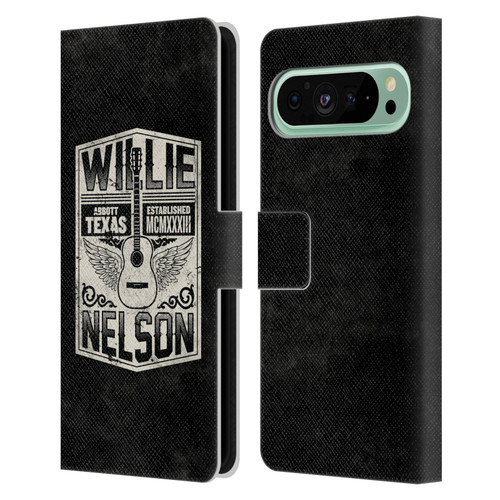 Willie Nelson Grunge Flying Guitar Leather Book Wallet Case Cover For Google Pixel 9 Pro XL