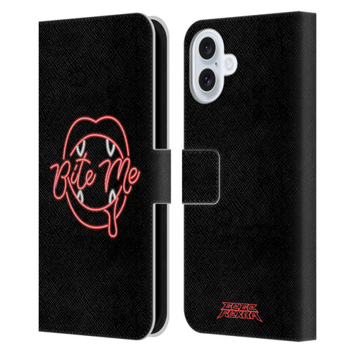 Bebe Rexha Key Art Neon Bite Me Leather Book Wallet Case Cover For Apple iPhone 16 Plus