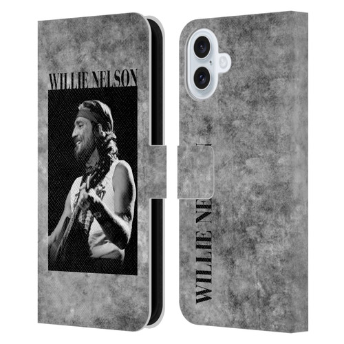 Willie Nelson Grunge Black And White Leather Book Wallet Case Cover For Apple iPhone 16 Plus