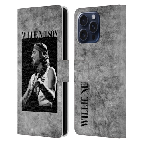 Willie Nelson Grunge Black And White Leather Book Wallet Case Cover For Apple iPhone 16 Pro Max
