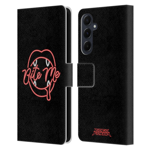 Bebe Rexha Key Art Neon Bite Me Leather Book Wallet Case Cover For Samsung Galaxy A55 5G