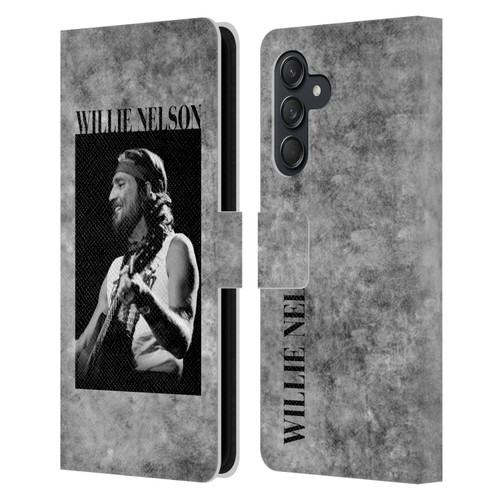 Willie Nelson Grunge Black And White Leather Book Wallet Case Cover For Samsung Galaxy M55 5G