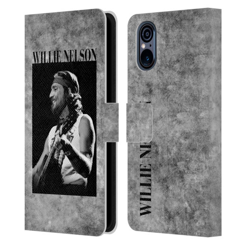 Willie Nelson Grunge Black And White Leather Book Wallet Case Cover For Sony Xperia 5 V 5G