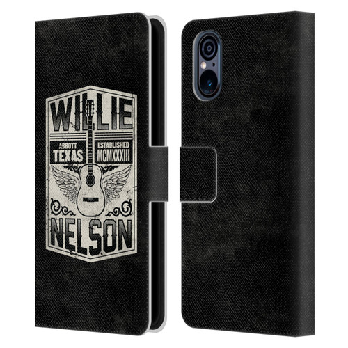 Willie Nelson Grunge Flying Guitar Leather Book Wallet Case Cover For Sony Xperia 5 V 5G