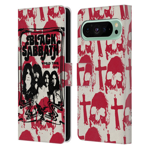 Black Sabbath Key Art Skull Cross World Tour Leather Book Wallet Case Cover For Google Pixel 9 Pro XL