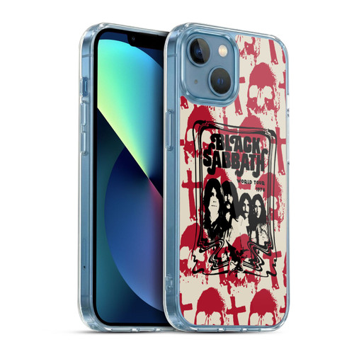 Black Sabbath Key Art Skull Cross World Tour Soft Gel Case for Apple iPhone 13 Mini