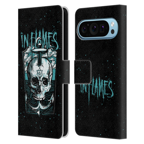In Flames Metal Grunge Anchor Skull Leather Book Wallet Case Cover For Google Pixel 9 / Pixel 9 Pro