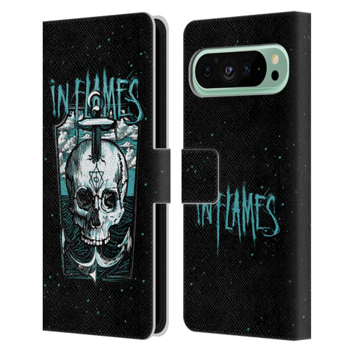In Flames Metal Grunge Anchor Skull Leather Book Wallet Case Cover For Google Pixel 9 Pro XL