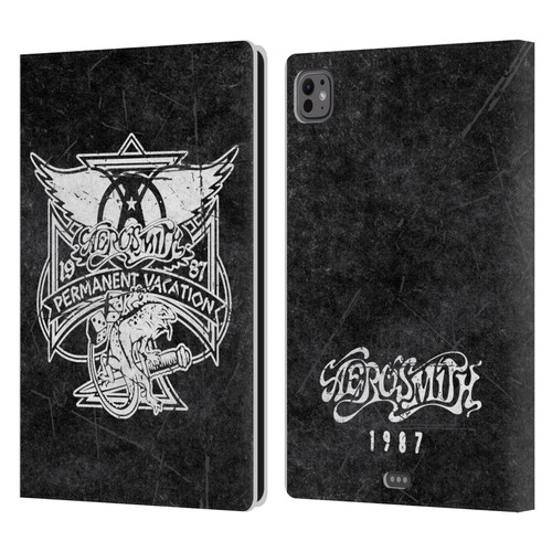 Aerosmith Black And White 1987 Permanent Vacation Leather Book Wallet Case Cover For Apple iPad Pro 11 M4 2024