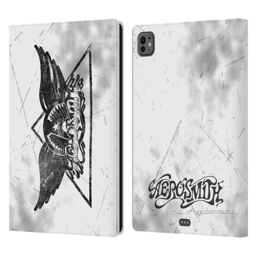 Aerosmith Black And White Triangle Winged Logo Leather Book Wallet Case Cover For Apple iPad Pro 11 M4 2024