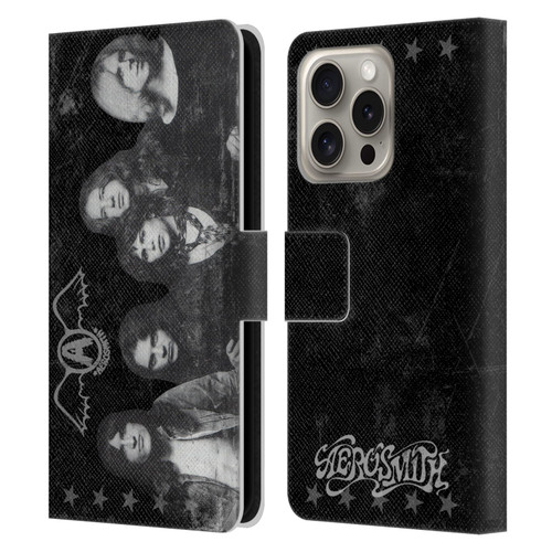 Aerosmith Black And White Vintage Photo Leather Book Wallet Case Cover For Apple iPhone 16 Pro