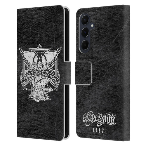 Aerosmith Black And White 1987 Permanent Vacation Leather Book Wallet Case Cover For Samsung Galaxy A55 5G