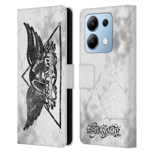 Aerosmith Black And White Triangle Winged Logo Leather Book Wallet Case Cover For Xiaomi Redmi Note 13/13 Pro 5G