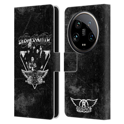 Aerosmith Black And White World Tour Leather Book Wallet Case Cover For Xiaomi 14 Ultra