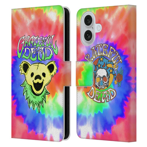 Grateful Dead Trends Bear Tie Dye Leather Book Wallet Case Cover For Apple iPhone 16