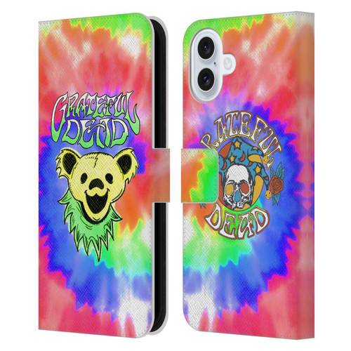 Grateful Dead Trends Bear Tie Dye Leather Book Wallet Case Cover For Apple iPhone 16 Plus