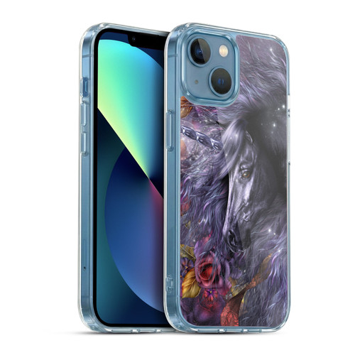 Laurie Prindle Fantasy Horse Blue Rose Unicorn Soft Gel Case for Apple iPhone 13 Mini & MagSafe