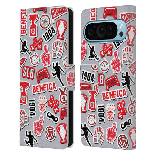 S.L. Benfica 2021/22 Crest Stickers Leather Book Wallet Case Cover For Google Pixel 9 / Pixel 9 Pro