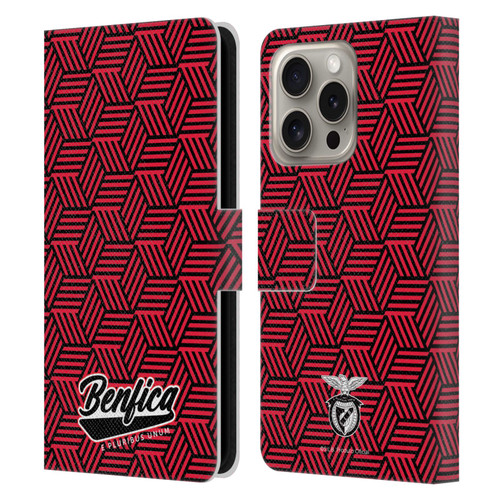 S.L. Benfica 2021/22 Crest Geometric Leather Book Wallet Case Cover For Apple iPhone 16 Pro