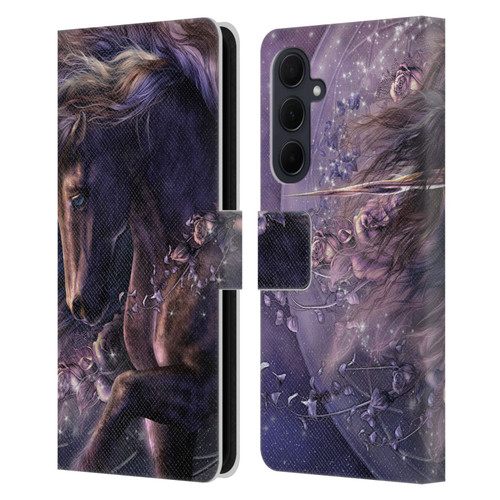 Laurie Prindle Fantasy Horse Chimera Black Rose Unicorn Leather Book Wallet Case Cover For Samsung Galaxy A35 5G
