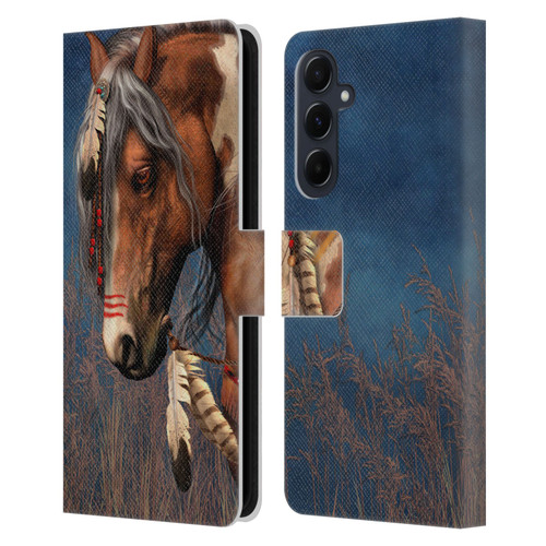Laurie Prindle Fantasy Horse Native American War Pony Leather Book Wallet Case Cover For Samsung Galaxy A55 5G