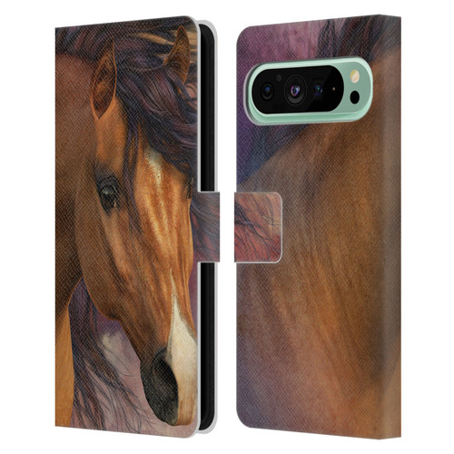 Laurie Prindle Western Stallion Flash Leather Book Wallet Case Cover For Google Pixel 9 Pro XL