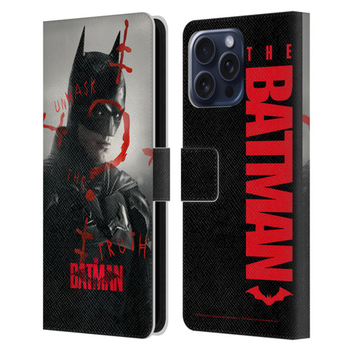 The Batman Posters Unmask The Truth Leather Book Wallet Case Cover For Apple iPhone 16 Pro Max