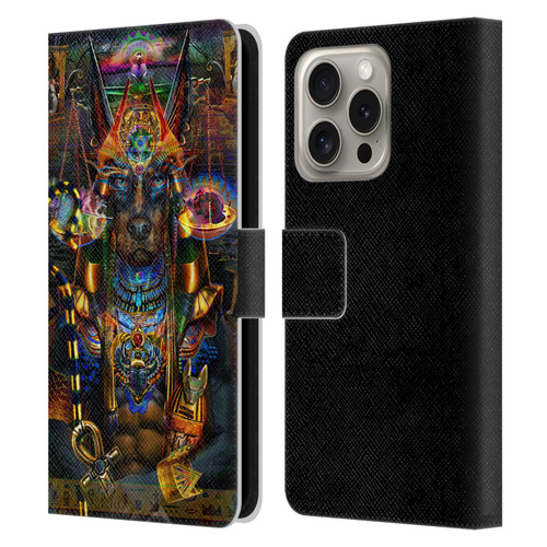 Jumbie Art Gods and Goddesses Anubis Leather Book Wallet Case Cover For Apple iPhone 16 Pro