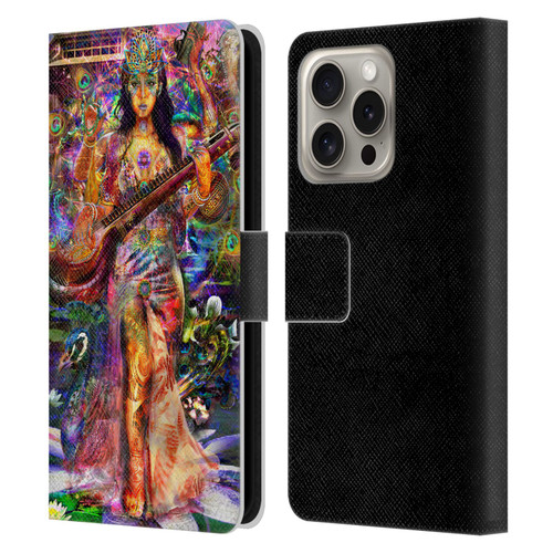 Jumbie Art Gods and Goddesses Saraswatti Leather Book Wallet Case Cover For Apple iPhone 16 Pro
