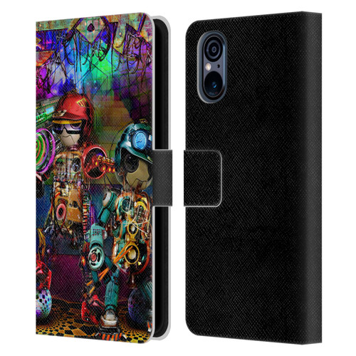 Jumbie Art Visionary Boombox Robots Leather Book Wallet Case Cover For Sony Xperia 5 V 5G