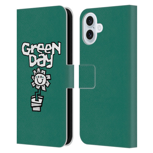 Green Day Graphics Flower Leather Book Wallet Case Cover For Apple iPhone 16 Plus