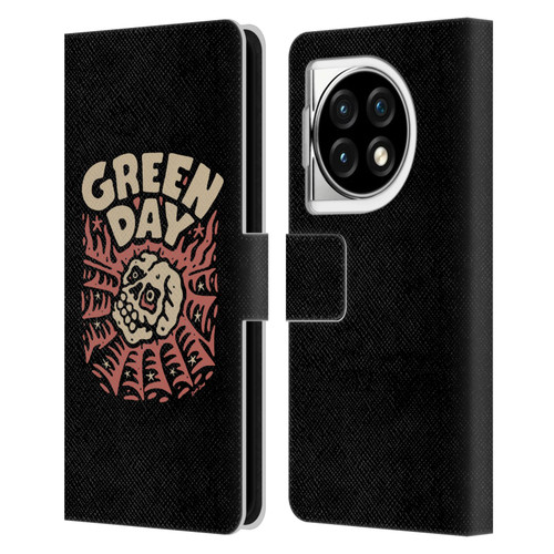 Green Day Graphics Skull Spider Leather Book Wallet Case Cover For OPPO OnePlus Ace 3 5G