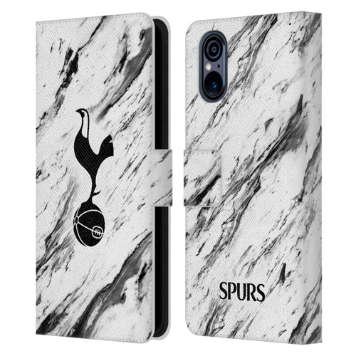 Tottenham Hotspur F.C. Badge Black And White Marble Leather Book Wallet Case Cover For Sony Xperia 5 V 5G