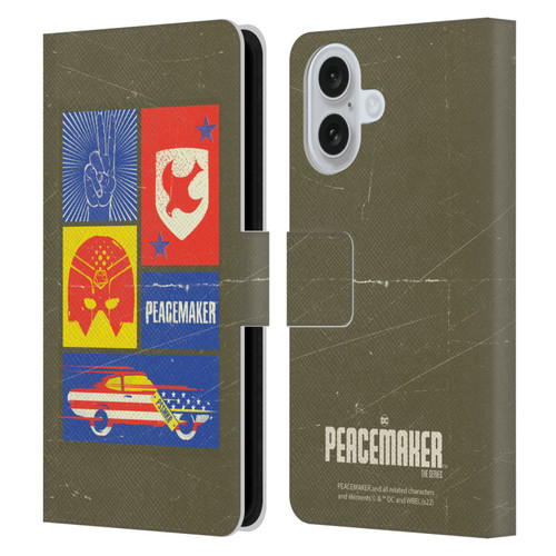 Peacemaker: Television Series Graphics Icons Leather Book Wallet Case Cover For Apple iPhone 16