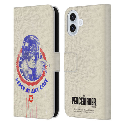 Peacemaker: Television Series Graphics Christopher Smith & Eagly Leather Book Wallet Case Cover For Apple iPhone 16 Plus