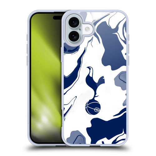 Tottenham Hotspur F.C. Badge Blue And White Marble Soft Gel Case for Apple iPhone 16 Plus