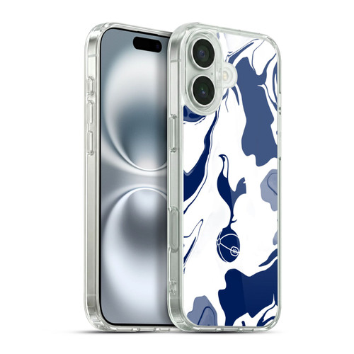 Tottenham Hotspur F.C. Badge Blue And White Marble Soft Gel Case for Apple iPhone 16 Plus & MagSafe