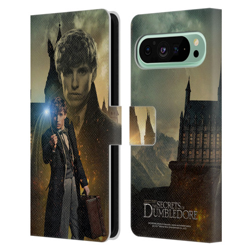 Fantastic Beasts: Secrets of Dumbledore Character Art Newt Scamander Leather Book Wallet Case Cover For Google Pixel 9 Pro XL