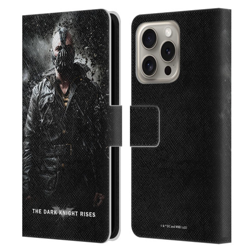 The Dark Knight Rises Key Art Bane Rain Poster Leather Book Wallet Case Cover For Apple iPhone 16 Pro