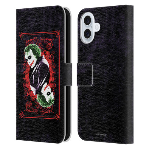 The Dark Knight Graphics Joker Card Leather Book Wallet Case Cover For Apple iPhone 16 Plus