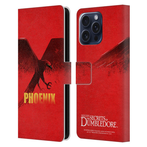 Fantastic Beasts: Secrets of Dumbledore Graphic Badges Phoenix Leather Book Wallet Case Cover For Apple iPhone 16 Pro Max