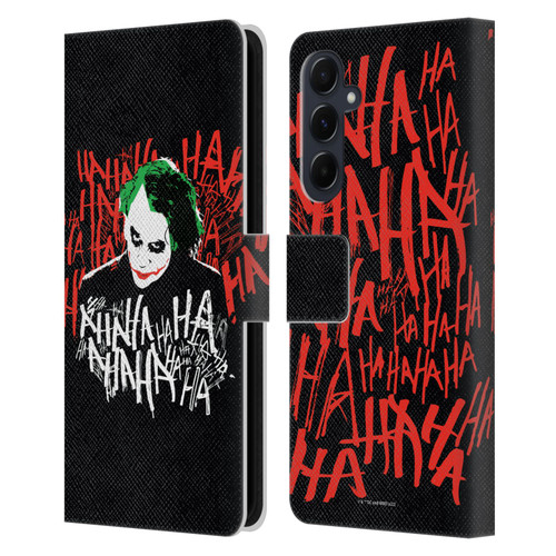 The Dark Knight Graphics Joker Laugh Leather Book Wallet Case Cover For Samsung Galaxy A55 5G