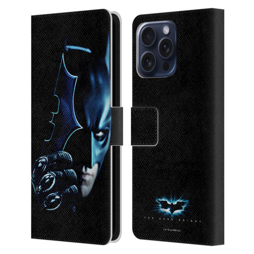 The Dark Knight Key Art Batman Batarang Leather Book Wallet Case Cover For Apple iPhone 16 Pro Max