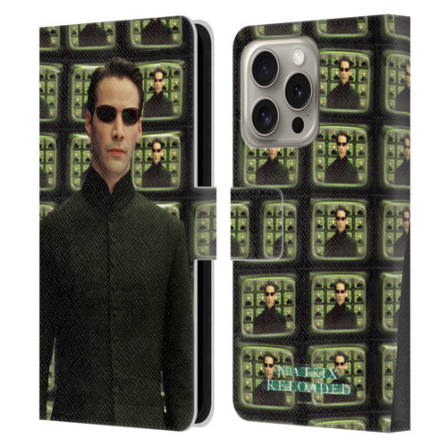 The Matrix Reloaded Key Art Neo 2 Leather Book Wallet Case Cover For Apple iPhone 16 Pro