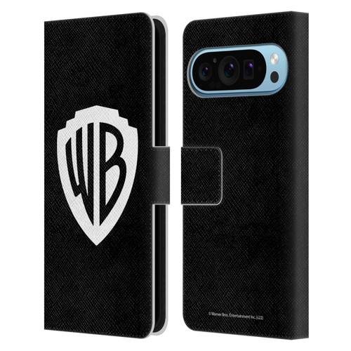Warner Bros. Shield Logo Black Leather Book Wallet Case Cover For Google Pixel 9 / Pixel 9 Pro