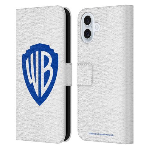 Warner Bros. Shield Logo White Leather Book Wallet Case Cover For Apple iPhone 16 Plus